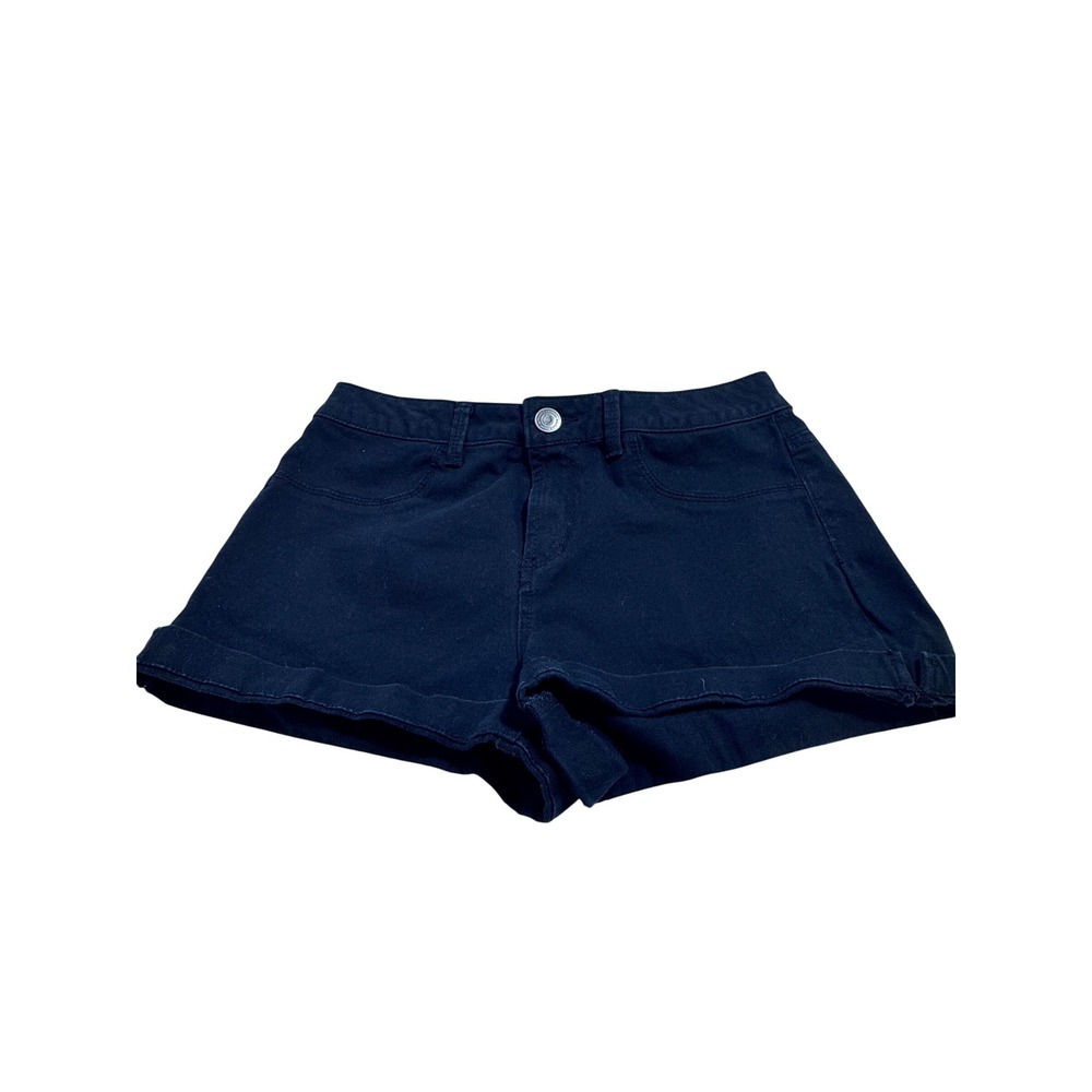 SO Heritage Women Black Denim Cuffed Shorts Size 9‎ Cotton Blend Stretch Casual